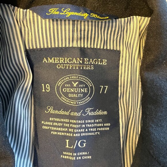 American Eagle The Legendary Blazer Mens LARGE Wool Blend Dark Blue Navy - Picture 3 of 7